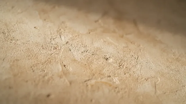 Close-up of a warm beige plaster wall texture in soft raking light